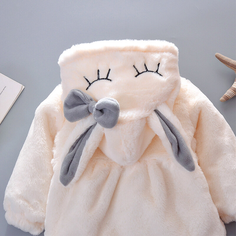 Jaket Bayi Lembut Telinga Kelinci Lucu Mantel Anak Perempuan Putri Manis Natal Pakaian Luar Hoodie Hangat Musim Gugur Musim Dingin Baju Anak Perempuan Balita
