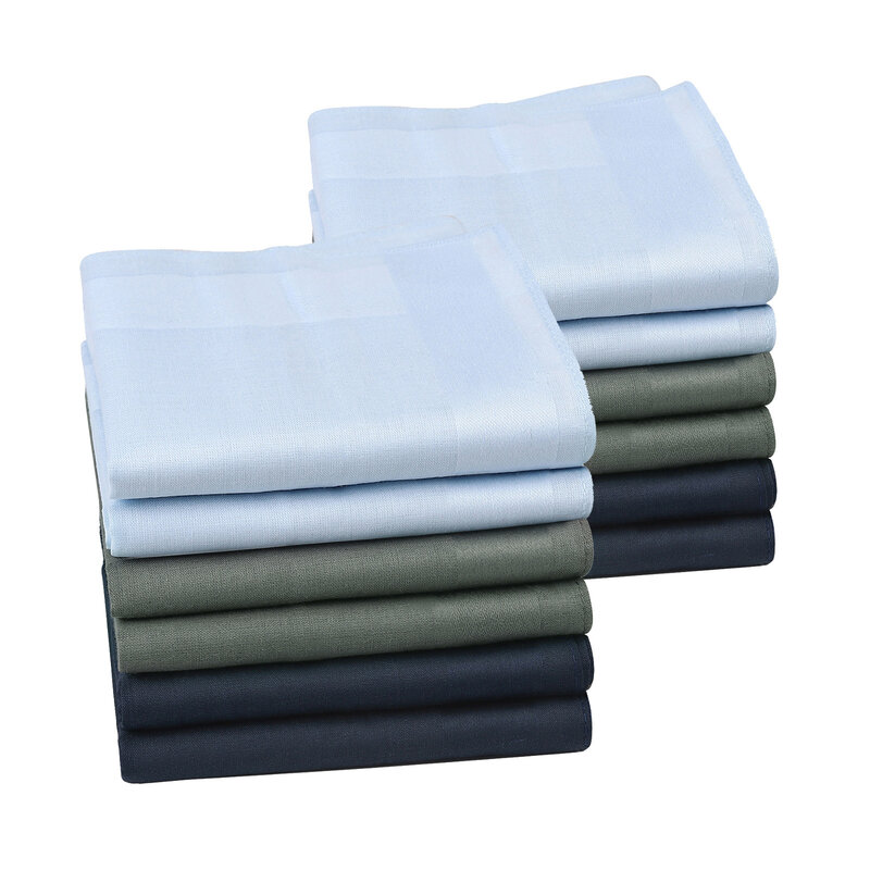 6/12PCs Fashion Square Handkerchief For Men Gentlemen Classic Solid Color Pocket Cotton Towel For New Year Gift Wedding Party