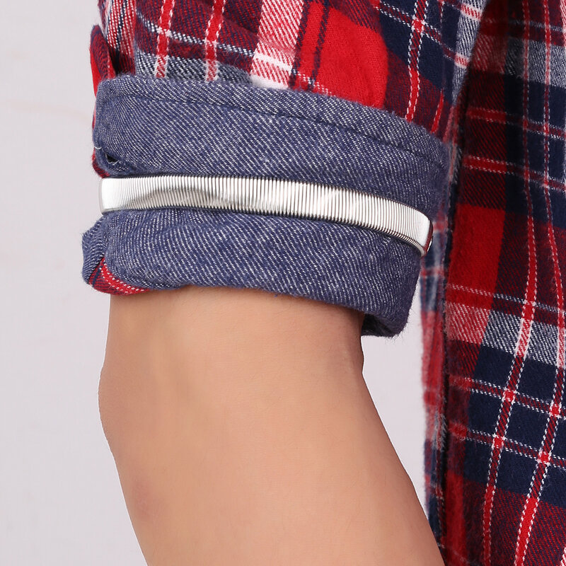 6Pcs Anti-Slip Elastic Shirt Sleeve Holders Garters Adjustable Elastic Bracelets Stretch Armband Mens Sleeve Garters Accessories