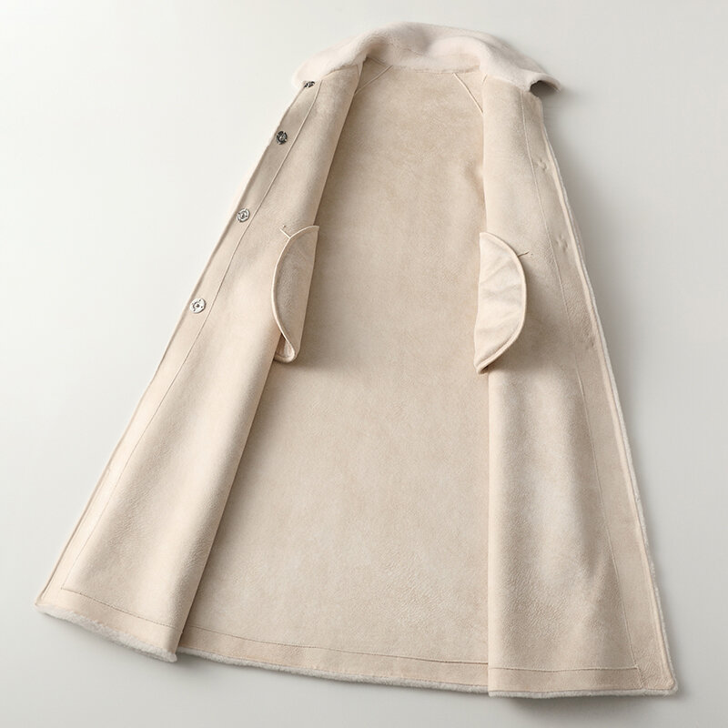 النساء 2023 معطف الشتاء الحقيقي الأغنام القص الفراء معطف الإناث 100% معطف صوف الكورية سترة طويلة Manteau فام MY4444