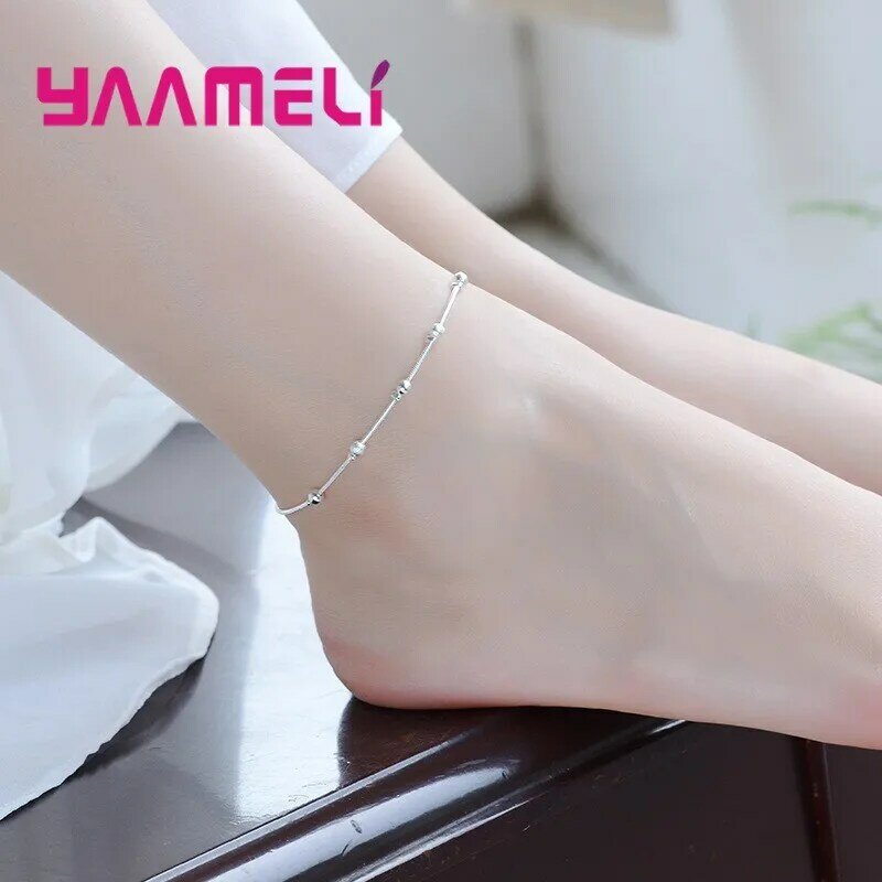 Trendy Women Foot Chains regolabile Mujer Charm 925 cavigliere in argento Sterling Bohemia Jewelry Summer Holiday Design