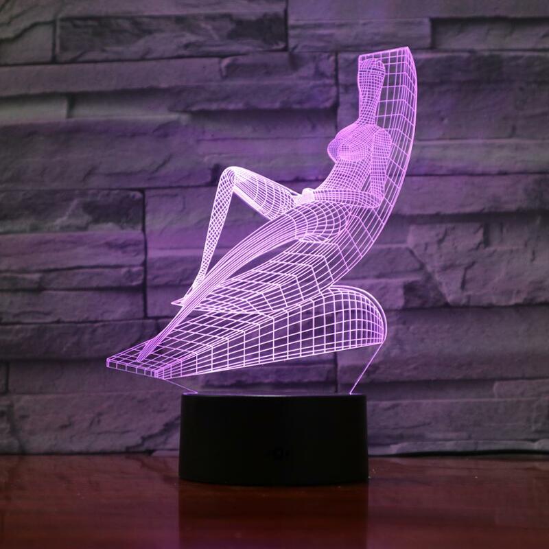 3D LED Night Light Yoga Sport 7 Color Acrylic bedroom lamp  nightlights desk table Decoration led Night Light 842