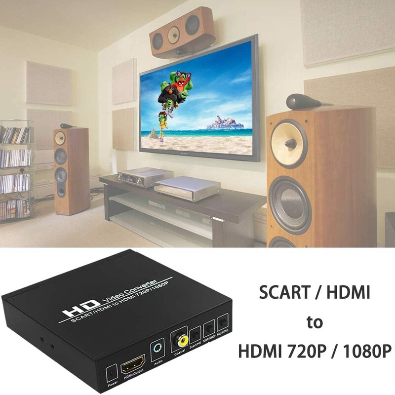 محول سكارت إلى HDMI ، صندوق صوت فيديو ، محول فيديو عالي الدقة ، سكارت إلى محول HDMI مع قشارة فيديو PAL/NTSC