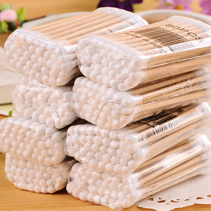 1Bag Double Head Cotton Swab Cleaning Makeup Remover Tip Wood Tools Outdoor Emergency Wound Care Dressing
