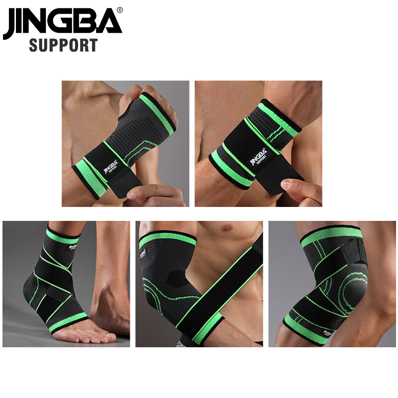 Jingba Dukungan 2020 Baru 1 Buah Nilon Pelindung Lutut + Gelang Dukungan + Pergelangan Kaki Dukungan + Basket Bantalan Lutut Tenis badminton Brace