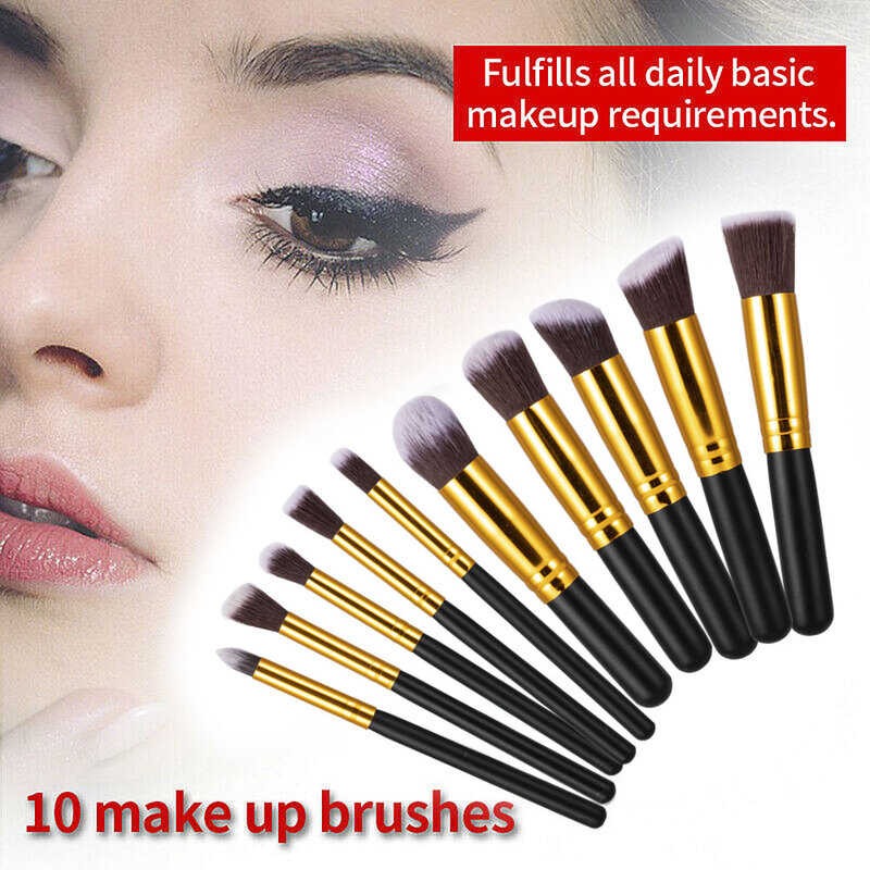 10 Pcs Makeup Brushes Set Eye Shadow Foundation Powder Eyeliner Eyelash Lip Brush Cosmetic Beauty Tool Kit Rangement Maquillage