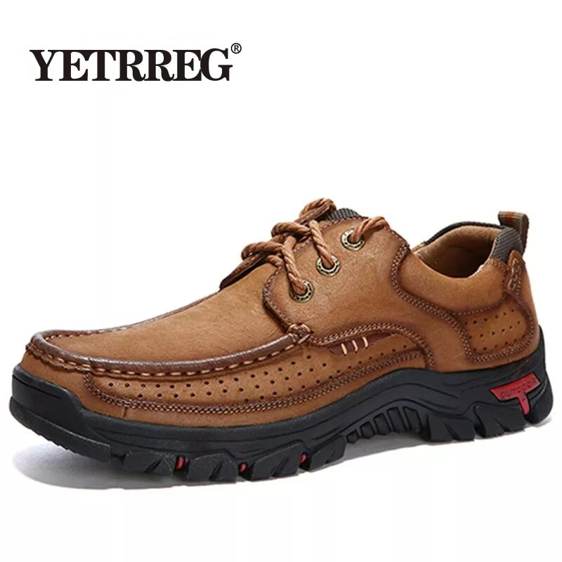 2019  New High Quality Men's shoes 100% Genuine Leather Casual Shoes Waterproof  Work Shoes Cow Leather Loafers Plus Size 38-48