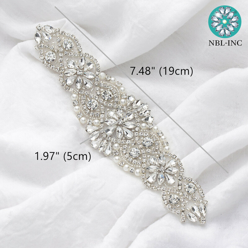 (1 Buah) Gaun Pengantin Sabuk Pernikahan dengan Kristal Perak Berlian Buatan Applique Sabuk Selempang TIDAK ADA Pita untuk Gaun Pernikahan WDD0152-WDD0403