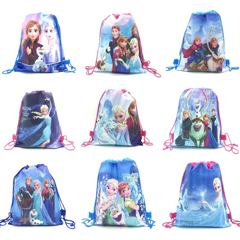 Disney Frozen Thứ Hai Chủ Đề Đóng Băng Anna Và Elsa Nữ Hoàng Tuyết Bộ Phim Frozen Túi Vải Không Dệt Túi Dây Rút SchoolBag Mua Sắm túi 1 Cái