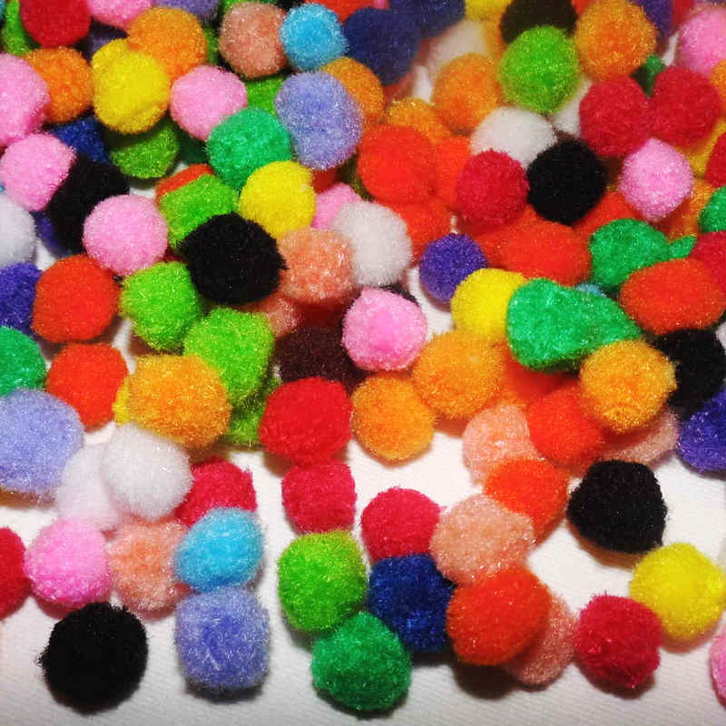 100 шт., разноцветные помпоны для творчества, 1,5 см