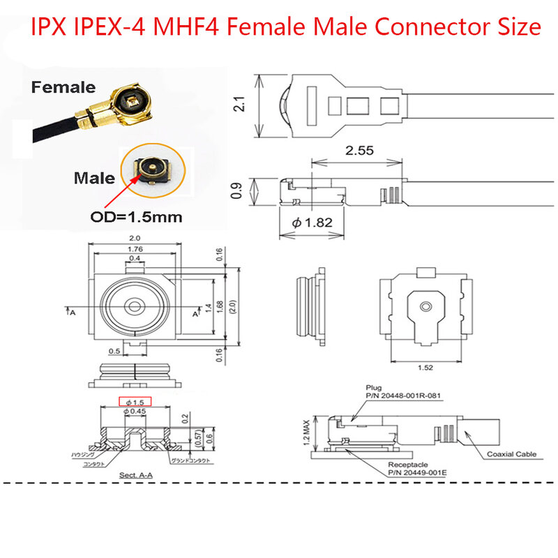 Câble d'extension d'antenne, 1 pièce, IPX U.FL IPEX4 successif F4 femelle à type N mâle RF RF113 Pigtail coaxial Mini PCI WIFI WLAN