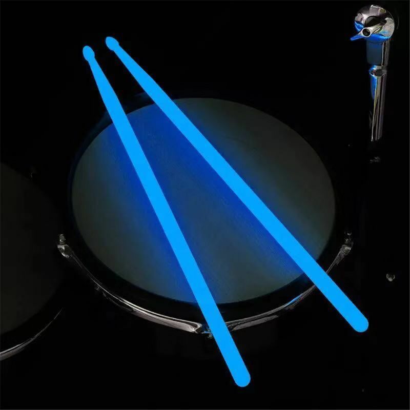 Baquetas fluorescentes de nailon que brillan en la oscuridad, instrumento Musical luminoso de tambor, 5A, 1 par