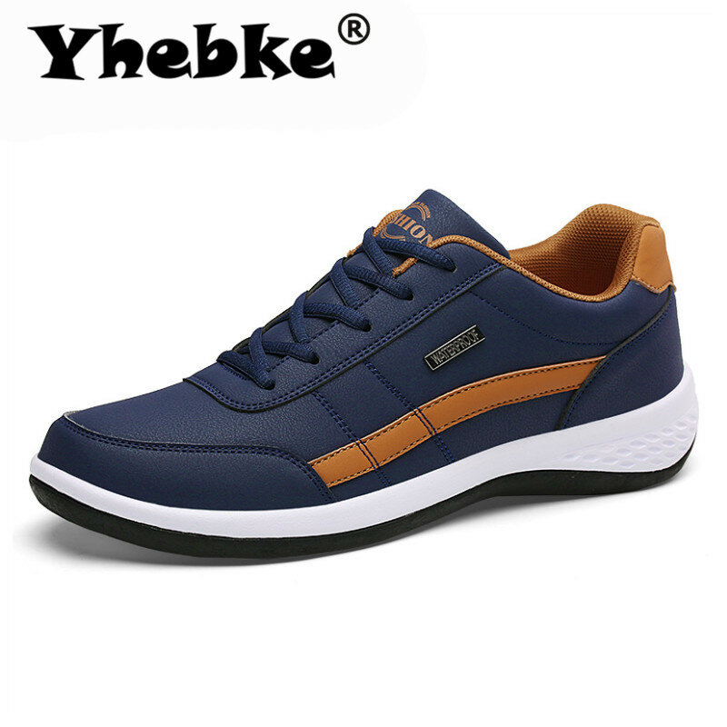 Yhebke Fashion Sneakers For Men Casual Shoes Breathable Lace Up Mens Casual Shoes Spring Leather Shoes Men Chaussure Homme