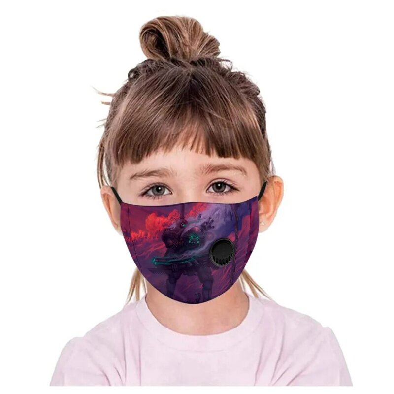 Bufanda niños impresión Máscara con válvula de respiración boca Máscara facial niños lavable Máscara a prueba de polvo en Stock Cubrebocas Máscara facial
