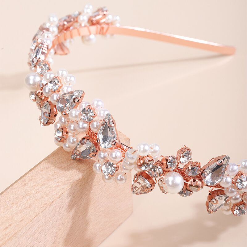 Trendy Preal strass corona nuziale diamanti accessori per capelli da sposa fatti a mano gioielli per capelli da damigella d'onore diademi copricapo di moda