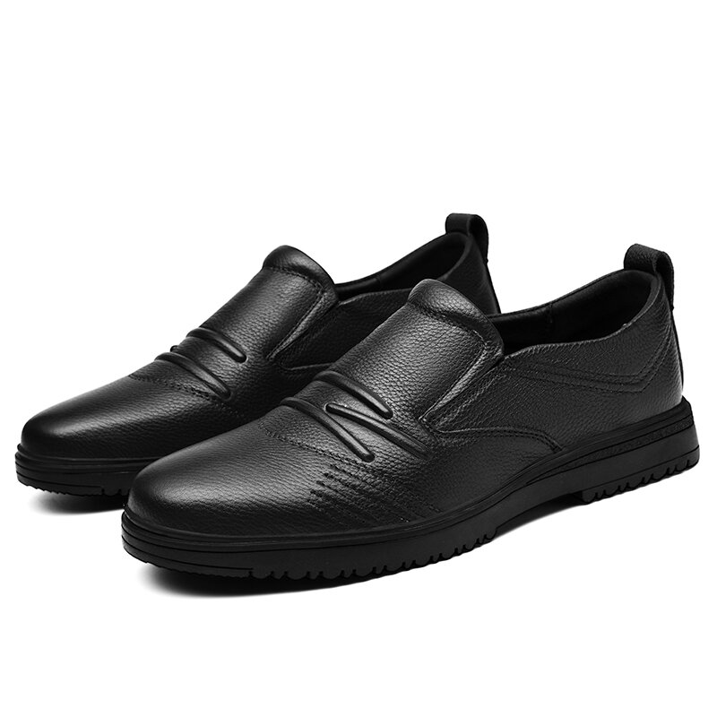 2022 new winter men's leather breathable flat casual leather shoes soft leather soft sole business lazy shoes