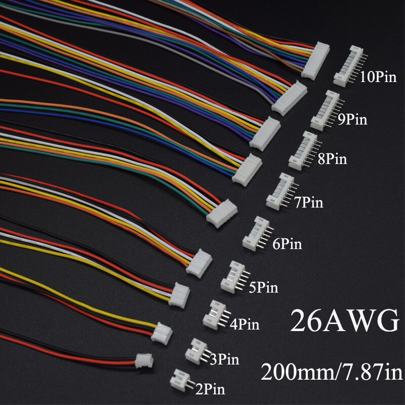 10set Mini Micro JST 2.0 PH connettore maschio femmina 2/3/4/5/6/7/8/9/10 Pin spina con cavi terminali presa cavi 200MM 26AWG