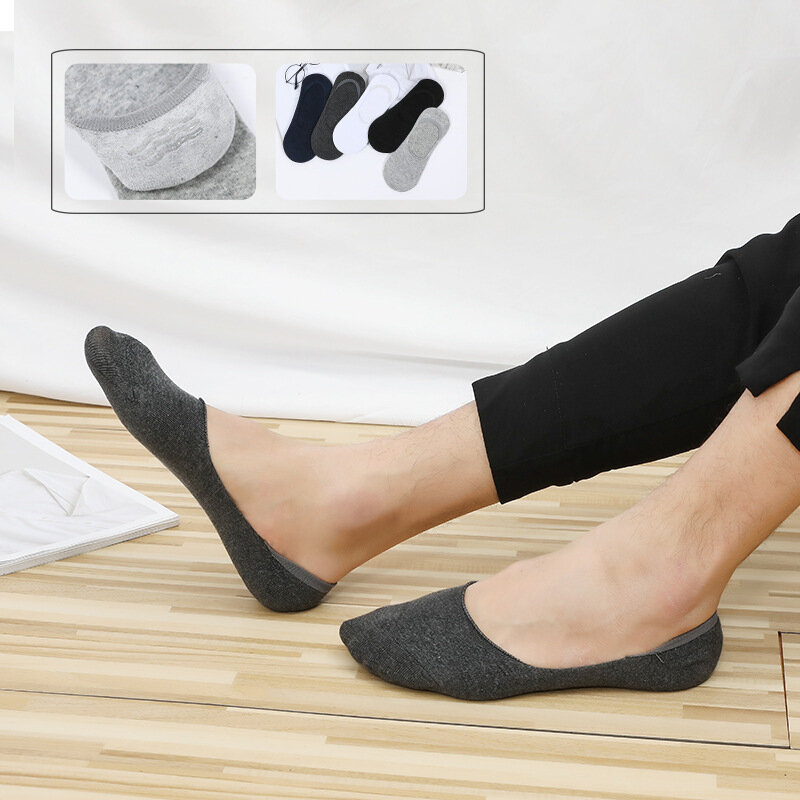 5 Pairs/Batch Mode Boot Vormige Mannen Sokken Zomer En Herfst Siliconen Ademend Onzichtbare Katoenen Sokken Enkel slippers Sokken