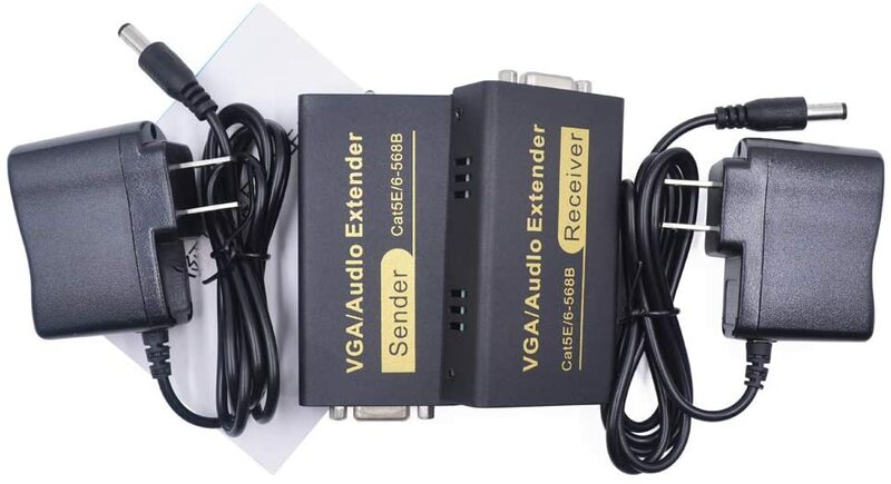 100M 328ft VGA Extender, VGA Video Audio Extender Transmitter + Receiver Atas Satu RJ45 CAT5e/6 Kabel Ethernet Mendukung 1080P