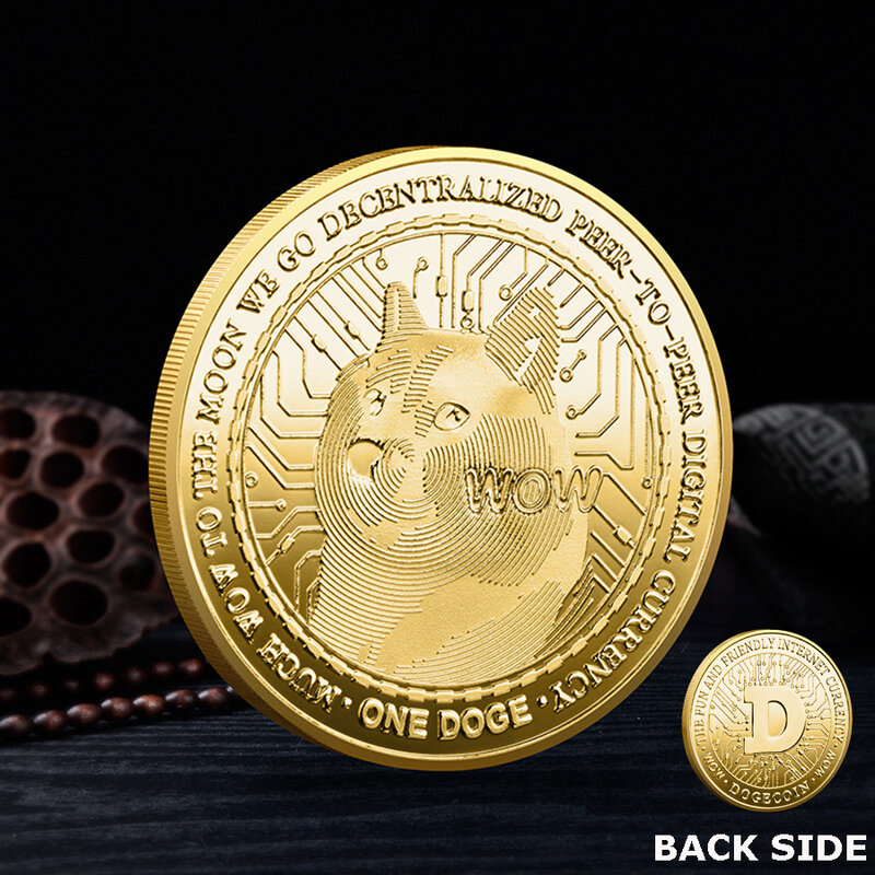 금/은 도금 도그코인 기념 동전 Doge 코인 릴리프 메달리온 기념 달 착륙 Btcoin 코인 기념품