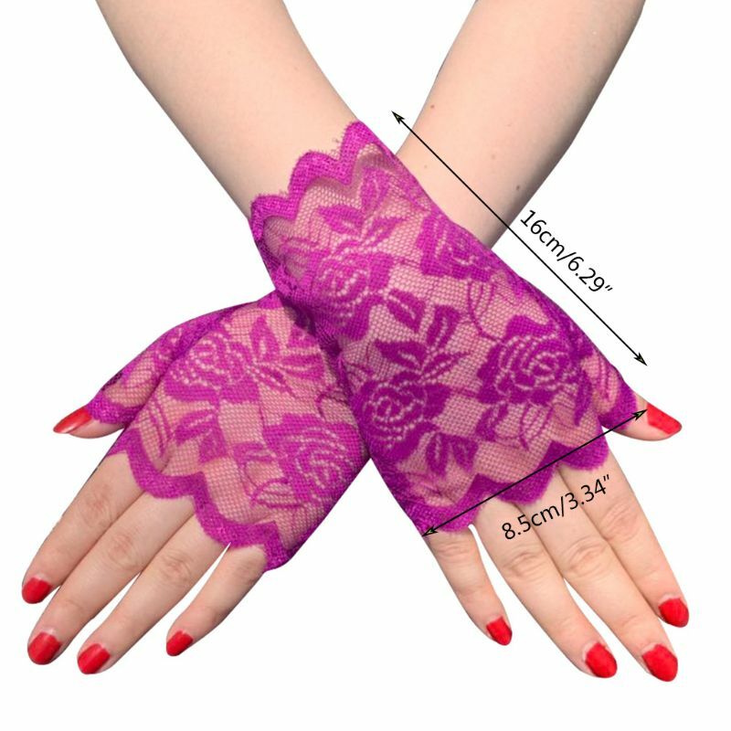 Wanita Musim Panas Bunga Renda Jari Sarung Tangan UV Matahari Perlindungan Mengemudi Sarung Tangan