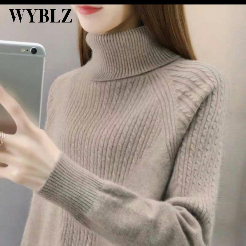 Winter Thicken Warm Pulover Sweaters Women Temperament Turtleneck Knitted Sweater 2021 Long Sleeve Solid Pullover Tops Versatile
