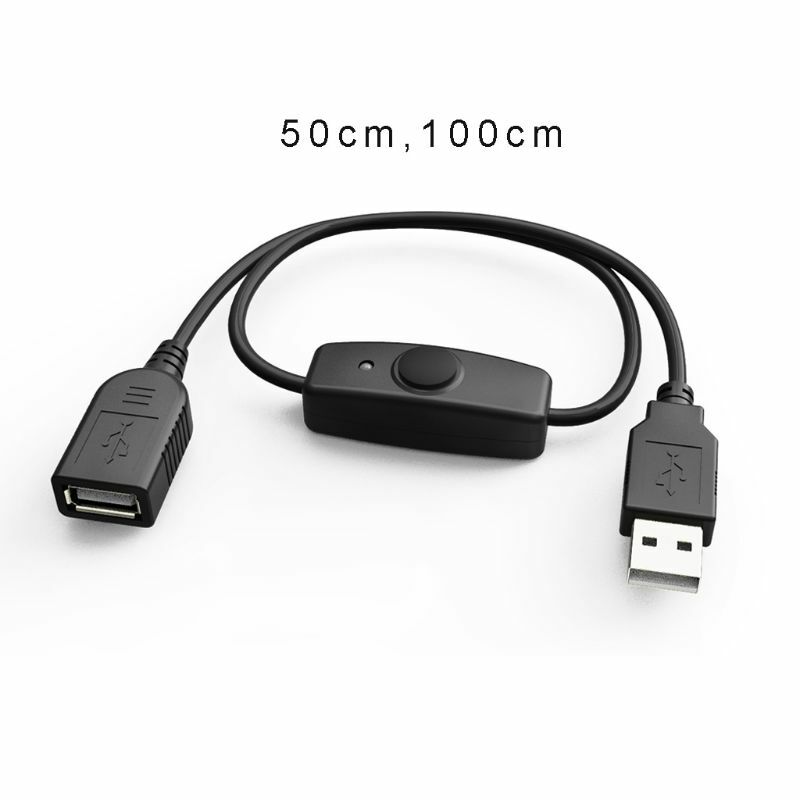 Cable extensor USB 2,0/3,0, sincronización de datos, con interruptor de encendido y apagado, indicador LED para Raspberry Pi PC, ventilador, lámpara LED
