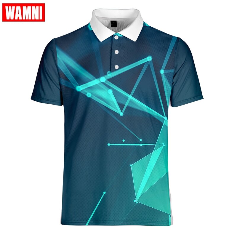 Wamni 3d tênis t camisa esporte casual badminton secagem rápida solta turn-down colarinho botão masculino streetwear cavalheiro-camisa