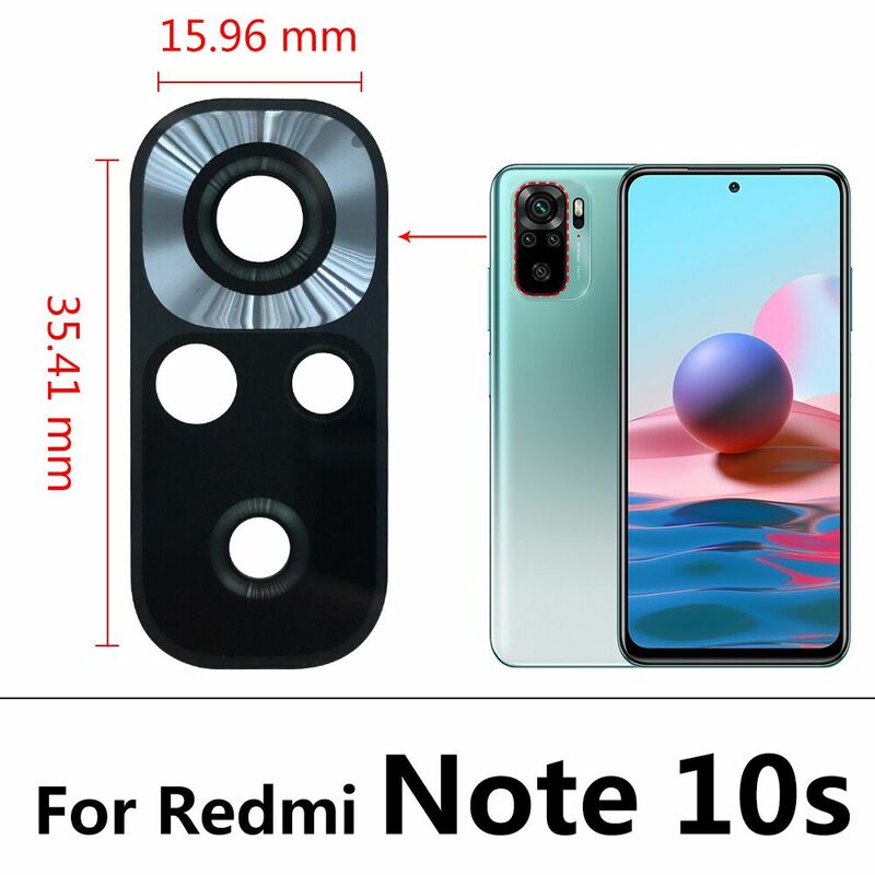 Lentille en verre de caméra arrière avec colle arina, verre d'appareil photo pour Redmi Note 10, Note 10 Pro, Note 10s, 11, 11s, 11T, 10, 5G