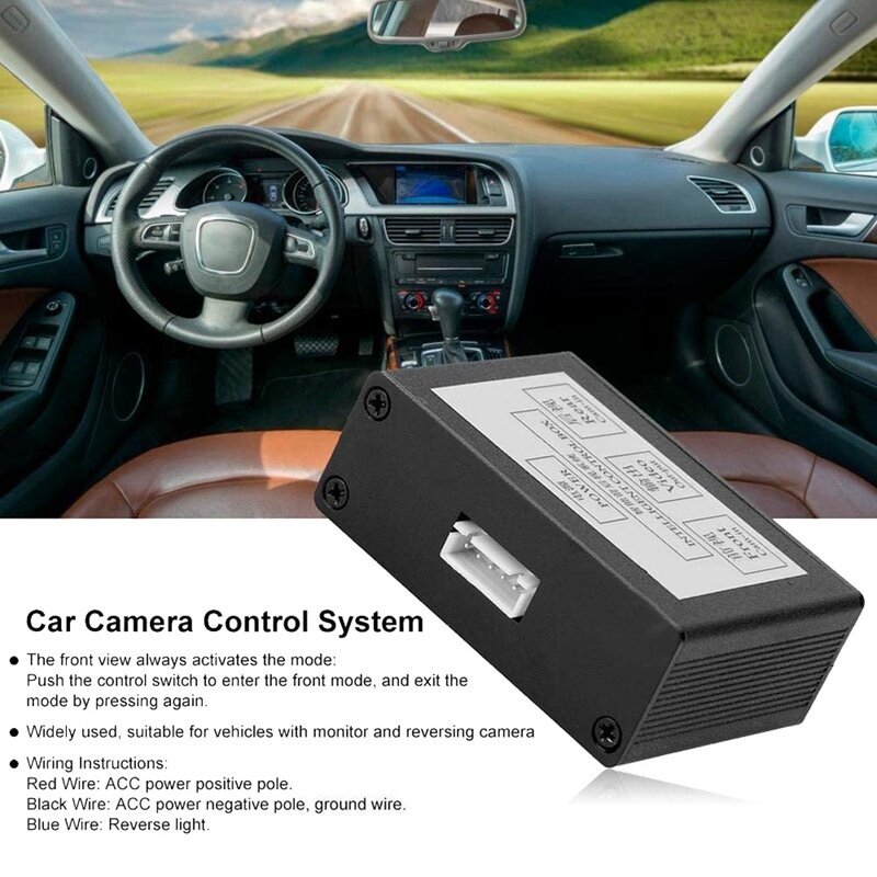 Conmutador de cámara de visión frontal de coche, convertidor de cámara de estacionamiento, interruptor de Video de Vista trasera delantera, caja de Control de canal
