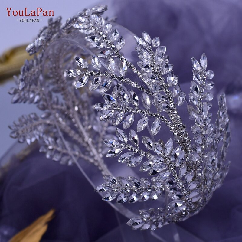 TOPQUEEN-Diadema nupcial de cristal para mujer, accesorios para el cabello, corona de novia con diamantes de imitación, tocado para desfile de boda, HP418