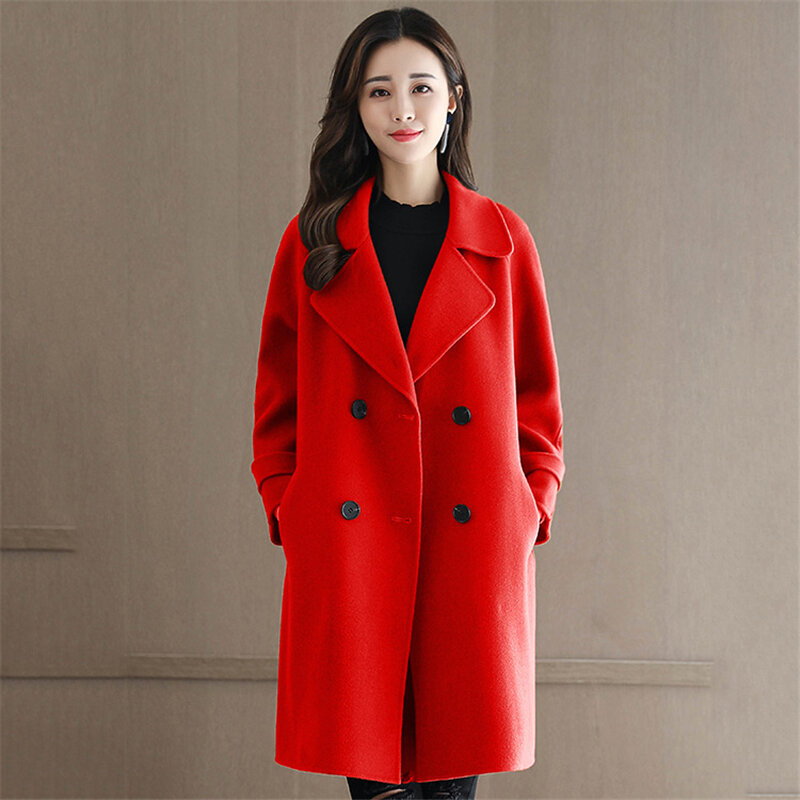 New autumn and winter fashion ladies temperament was thin big yards loose woolen coat