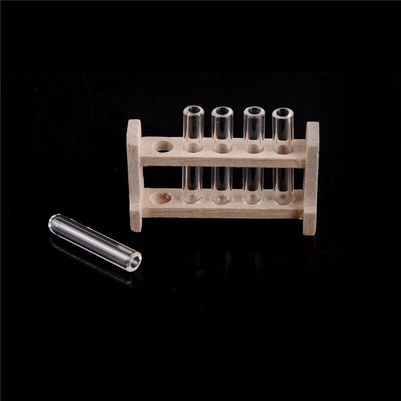 Nette Dollhouse Miniatur Holz Reagenzglas Rack Rohre Labor Dekoration