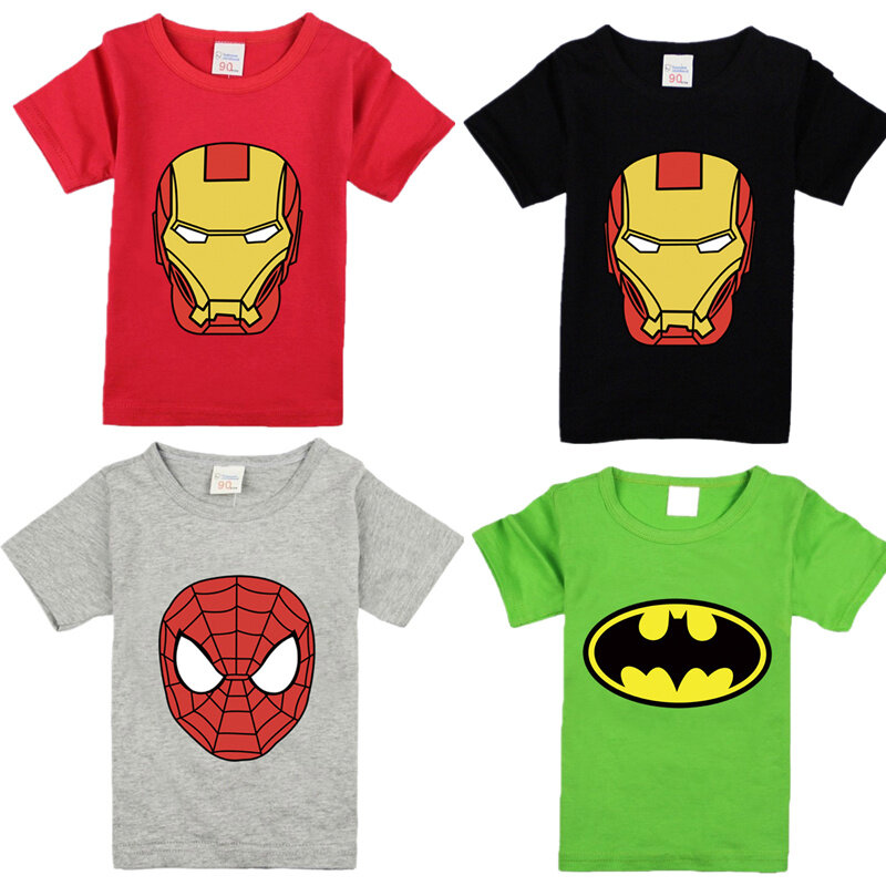 Детская футболка для мальчиков, футболки с героями мультфильмов для мальчиков, Мстители, Железный человек, супергерои, Человек-паук, Бэтмен,...