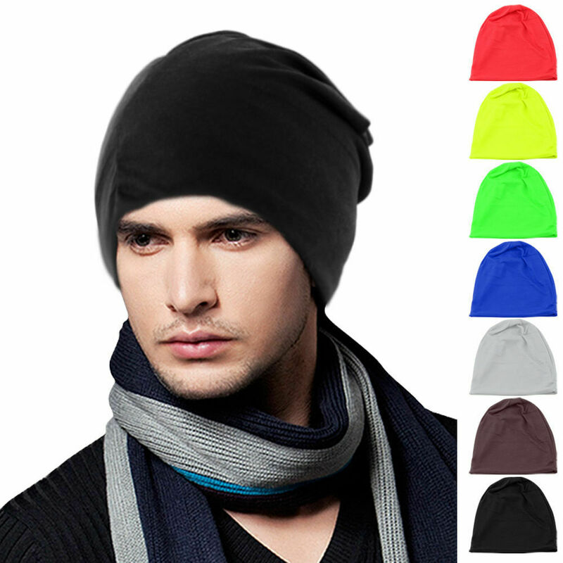 Unisex de los hombres de las mujeres de punto invierno cálido gorra sombrero de Color sólido Hip-hop Snap Slouch gorros, gorro sombrero Gorros
