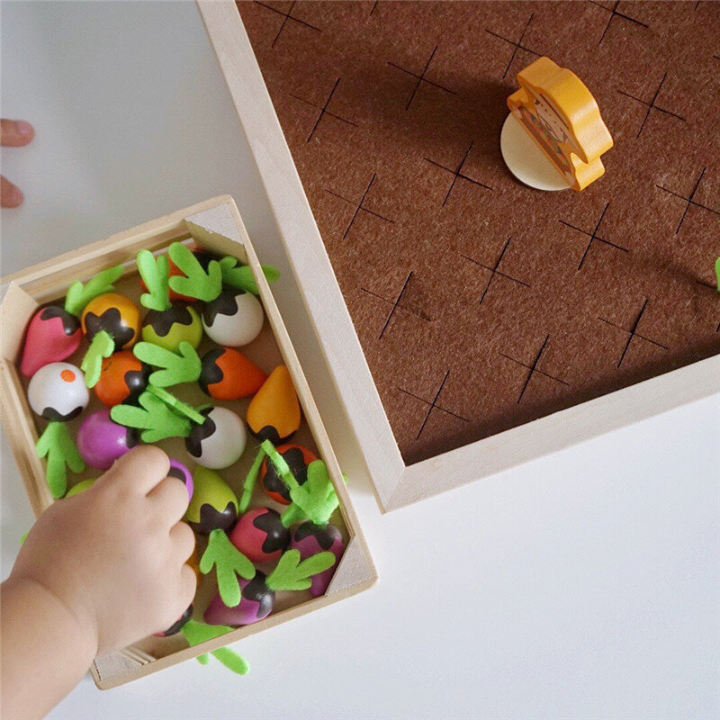 Children's Wooden Toys Enlightenment Early Education Toys Interesting Vegetable Memory Chess Game Farm Pull Radish Board Game