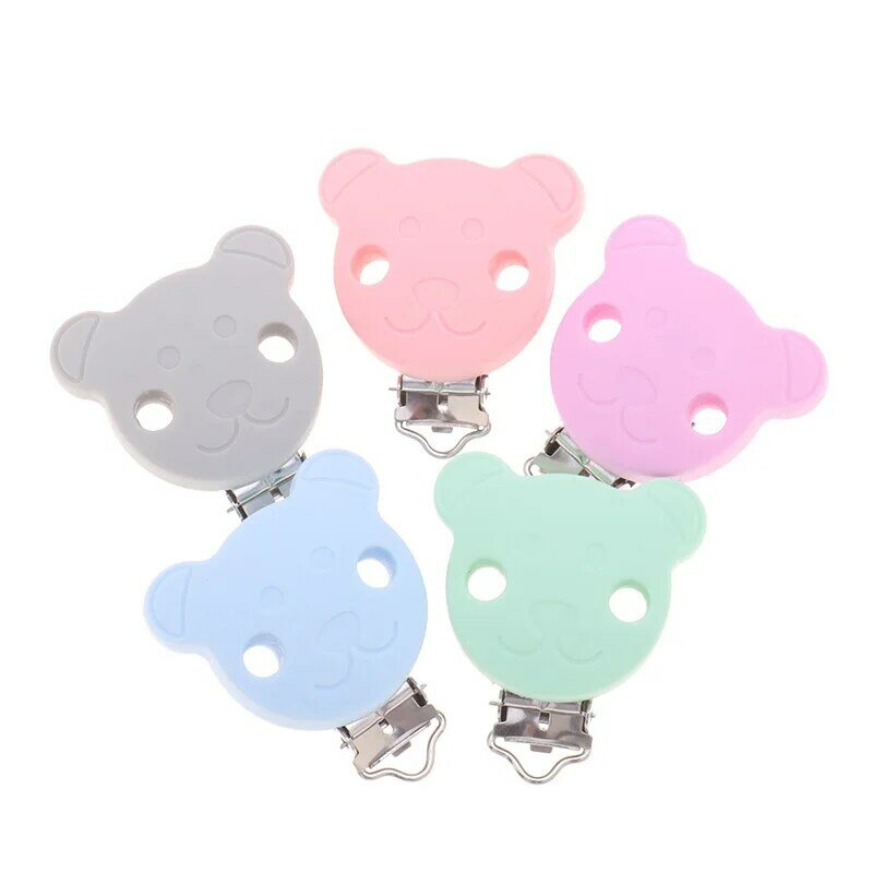 Fkisbox 10pc Bear Silicone Koala Nipple Holder BPA Free Mouse Pacifier Clips Baby Teether Necklace Chewing Teething Chain Clasps