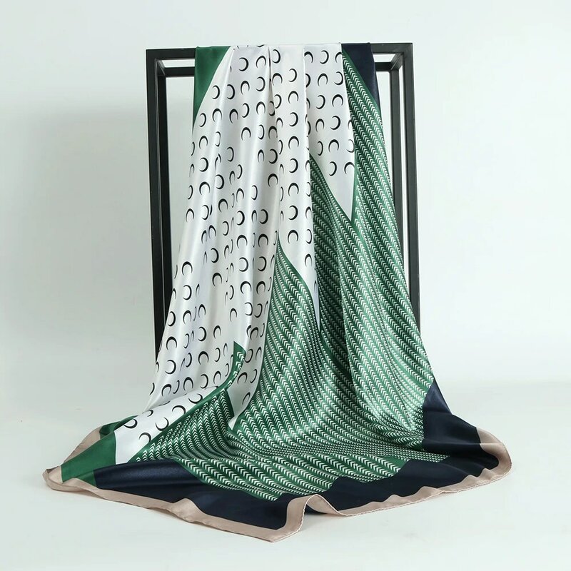 Jedwabny szalik wiosną i latem w nowym stylu akcesoria Foulard satynowa chustka Cheveux szalik hidżab szale na głowę projektant