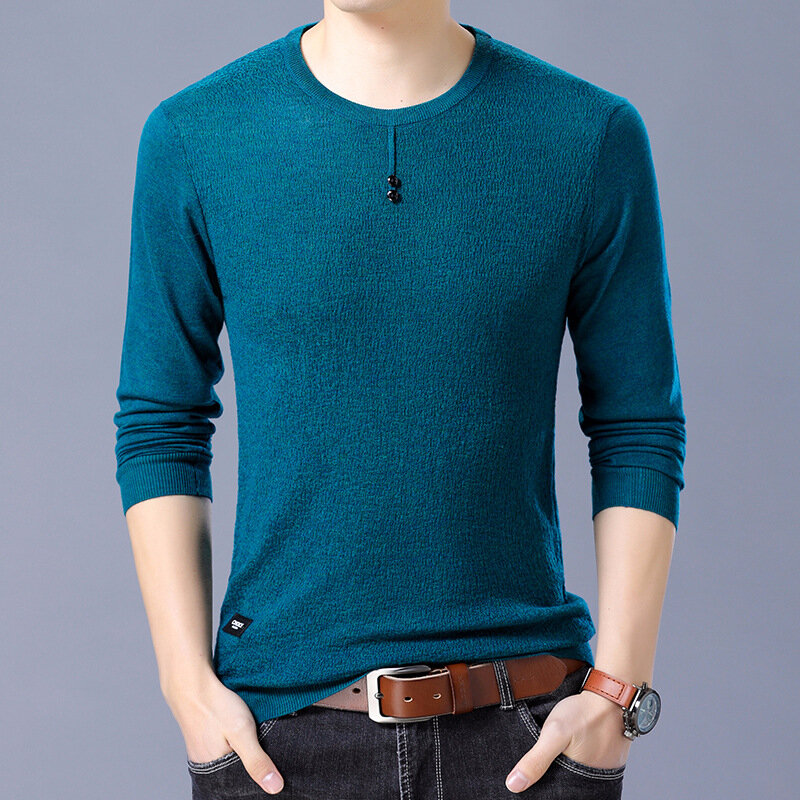 MRMT 2024 Brand New Spring Men's Long-sleeved Sweater Pullover T-shirt for Male Sweater Tops Casual Solid Color Sweater
