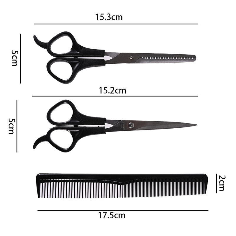 Ciseaux à dents plates pour la coiffure, ensemble de peignes, outils de coiffure, 3 pièces