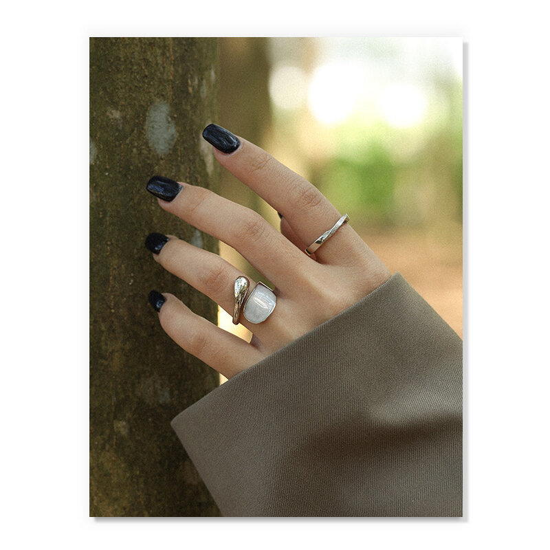 S'STEEL Korean Rings Gift For Women 925 Sterling Silver Minimalist Vintage Irrregular Opening Ring Anello Argento 925 Jewellery