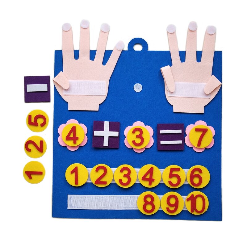 Juguete Montessori de matemáticas para niños, números de dedo de fieltro para contar, aprendizaje temprano para niños pequeños, desarrollo de inteligencia, 30x30cm