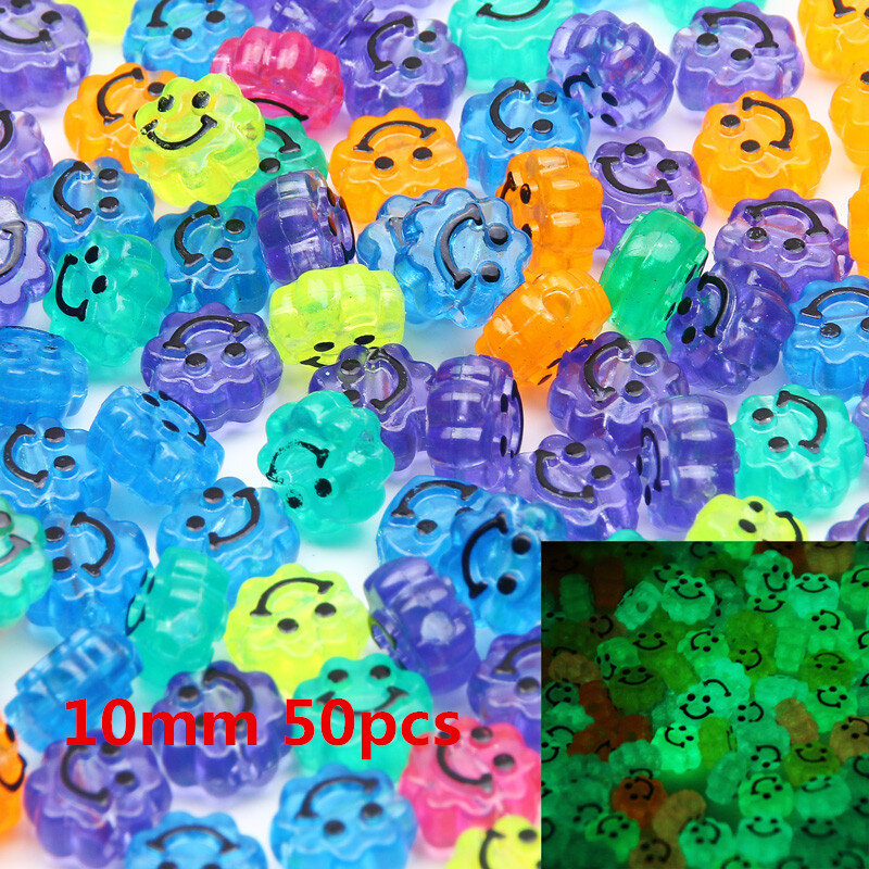 41 Style Mixed Smiling Letters Luminous Acrylic Beads Round Heart Flower Square Beads For Jewelry Making Diy Bracelet Accessorie