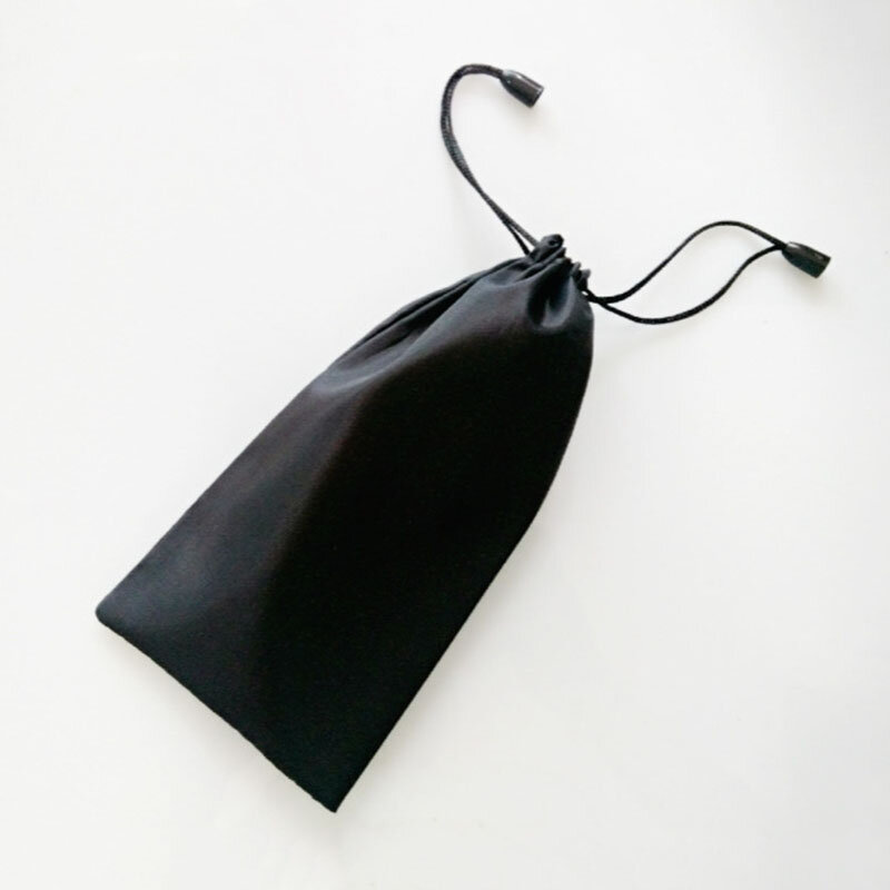 Bolsa negra con cordón de 18x9cm, almacenamiento de joyas, gafas, lápiz labial, estuche portátil, contenedor, 1/3/5/10 piezas