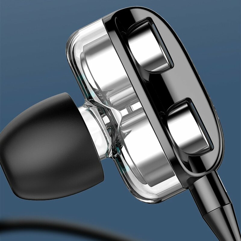 Fones de ouvido estéreo 3d duplo driver música fone de ouvido forte baixo de alta fidelidade esporte in-ear fone de ouvido telefone inteligente com fio tuning