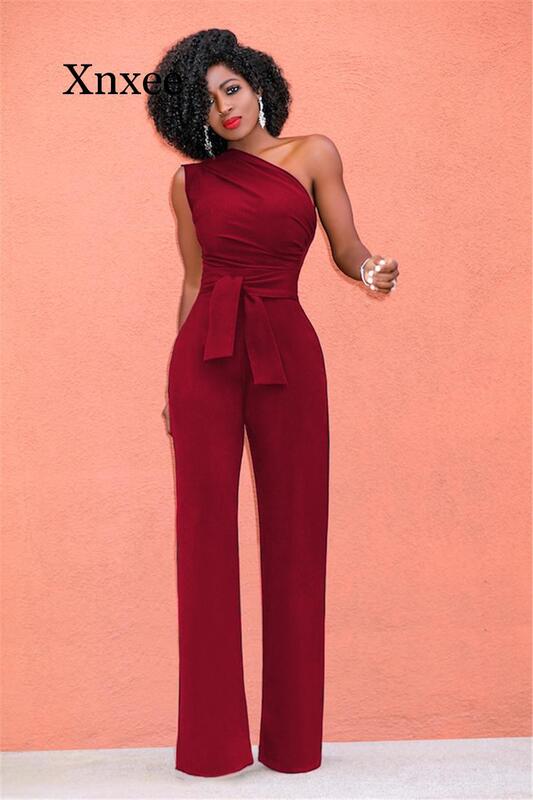 office africa Women Off Shoulder Casual Jumpsuits Wide Leg Pants Summer Elegant Rompers Womens Jumpsuit Party Overalls Femal