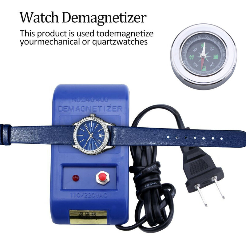 AU / EU Plug Watch Demagnetizer Watch tool Watch Repair Tweezers Electrical Demagnetize Tool horloge gereedschap And Compass