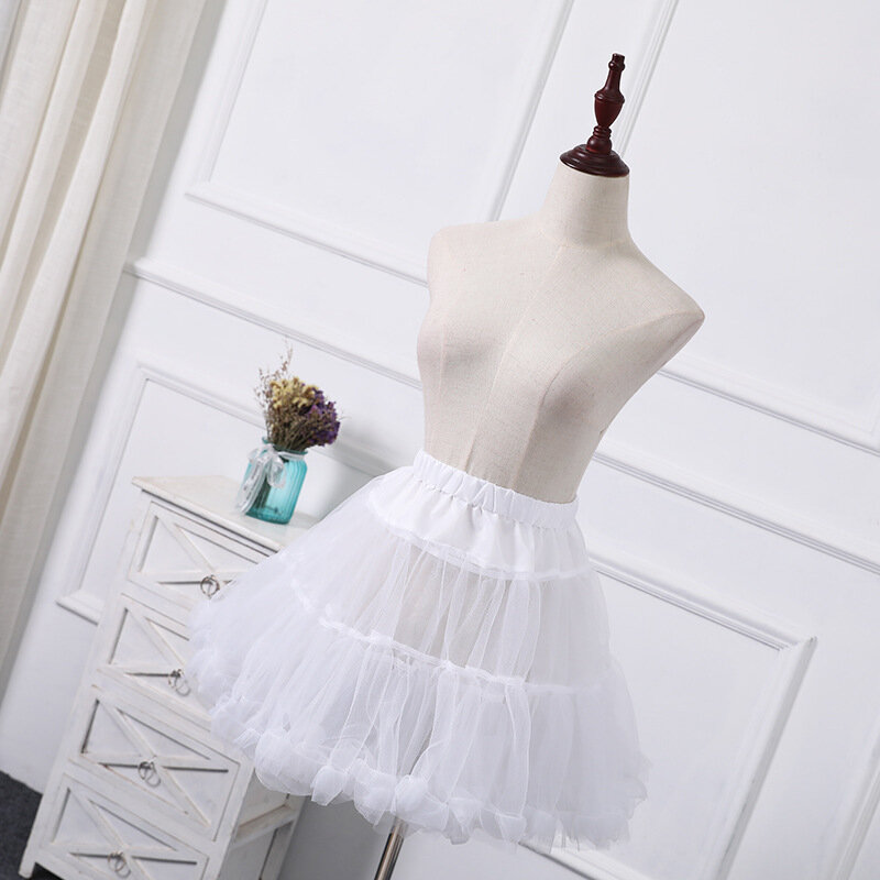 White Ball Gown Short Petticoat Lolita Cosplay Short Dress Petticoat Ballet  Tulle Tutu Skirt Rockabilly Crinoline
