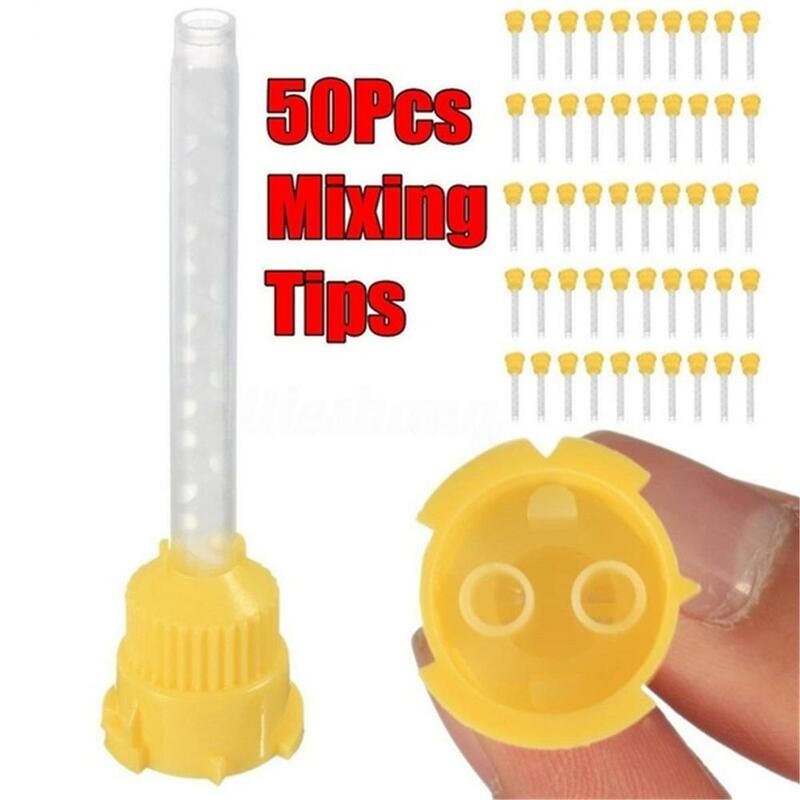 50 pces 1:1 dental materiais odontologia arma de borracha de silicone transportando cabeça de mistura 4.2mm de borracha de silicone descartável cabeça de mistura a5