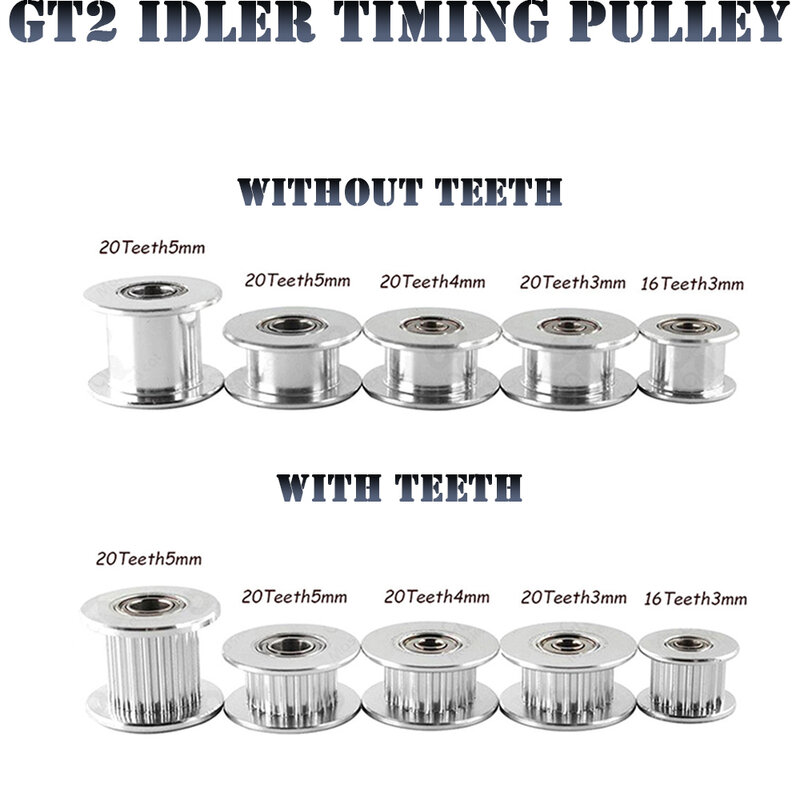 GT2 Idler Timing Pulley 16/20 Tooth Wheel Bore 3/5mm Aluminium Gear Teeth Width 6/10mm For I3 Ender 3 CR10 Bluer Printer Reprap